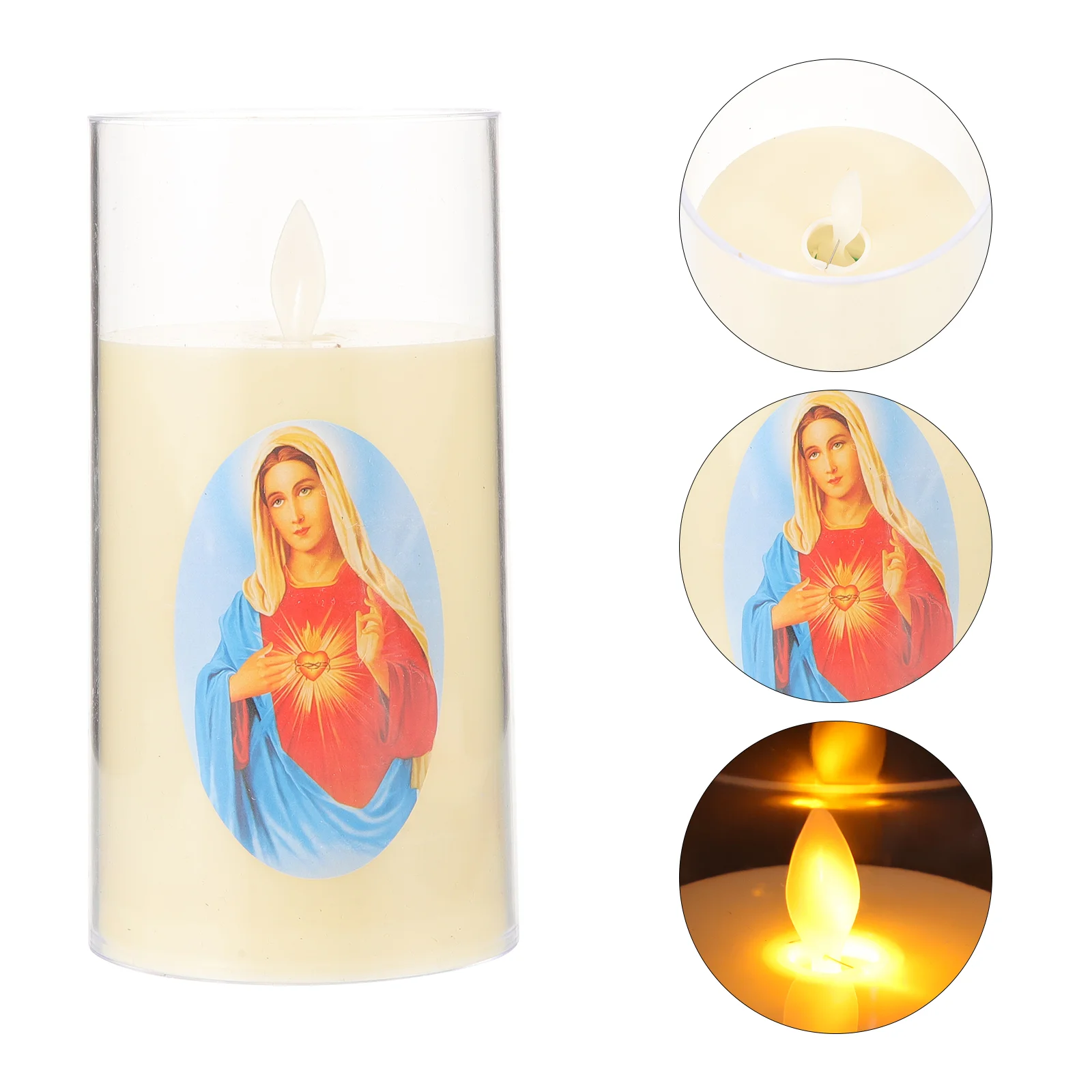 

Decorative Catholic Prayer Candles Bulk Catholic LED Virgin Mary Blessed for Prayer Bulk Window Operated with Flickering Flame