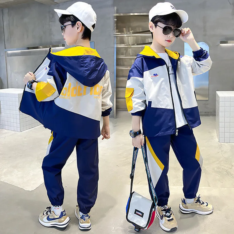 

New Spring Summer Girls Clothing Suits Coat +Pants 2pcs/Set Kids Teenager Outwear Sport Cotton Formal High Quality