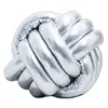 Inyahome Silver Knotted Ball Throw Pillow Ultra Soft Companionship Decorative Hand-woven Knotted Pillow Sofa Cushion for Bedroom 1