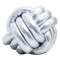 Inyahome Silver Knotted Ball Throw Pillow Ultra Soft Companionship Decorative Hand-woven Knotted Pillow Sofa Cushion for Bedroom 1
