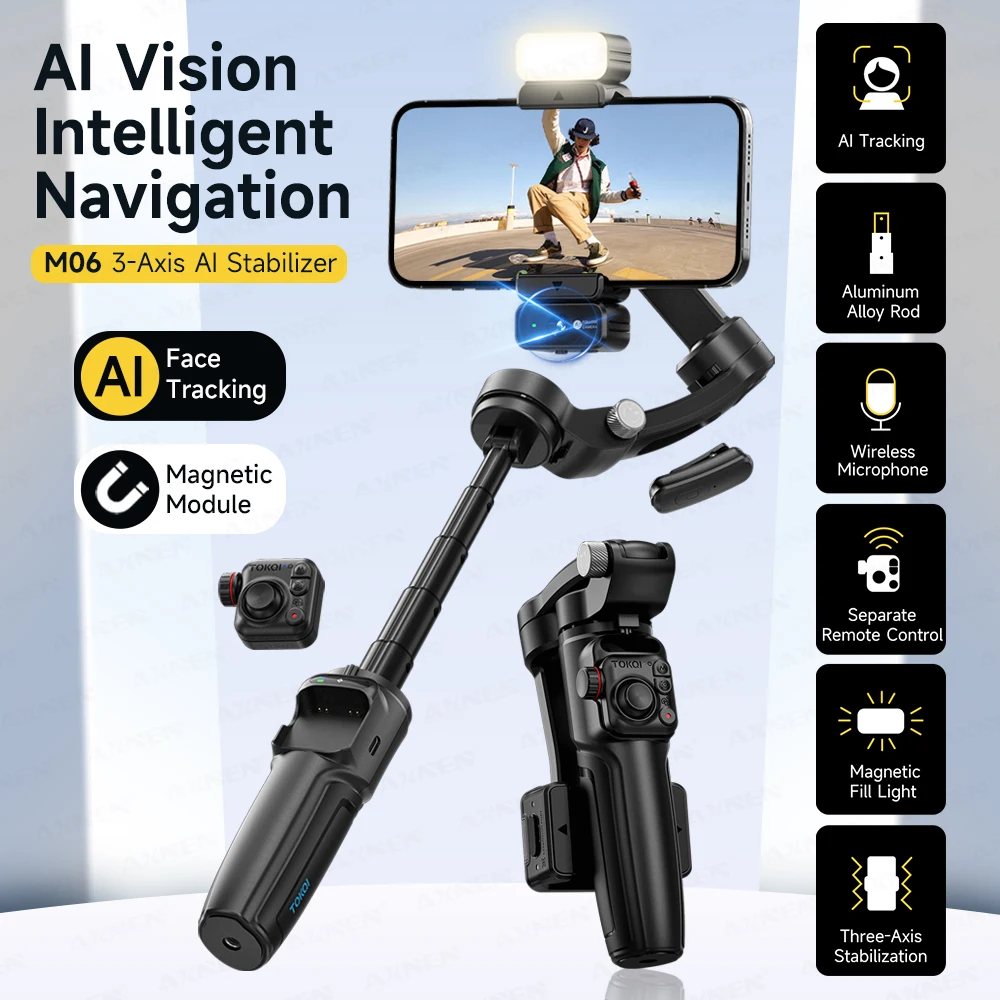 Microphone sans fil détachable fixé sur le gimbal, captant un son clair pour vos enregistrements.