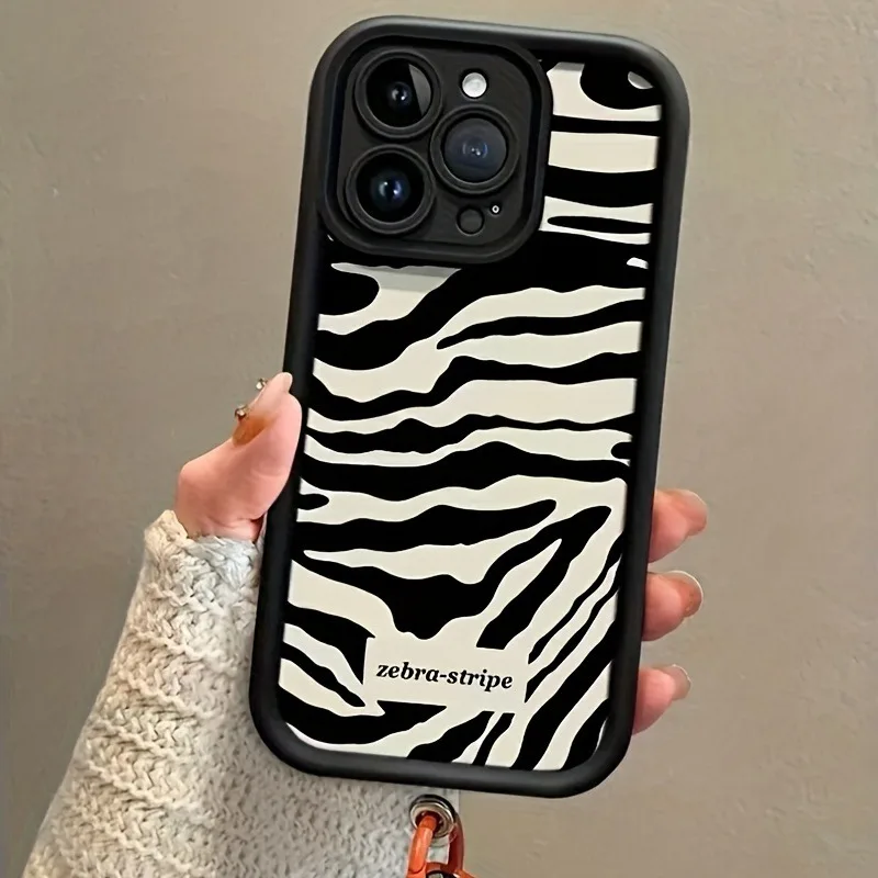 Luxury Stripe Pattern Hang Strap Phone Case - Soft Cover