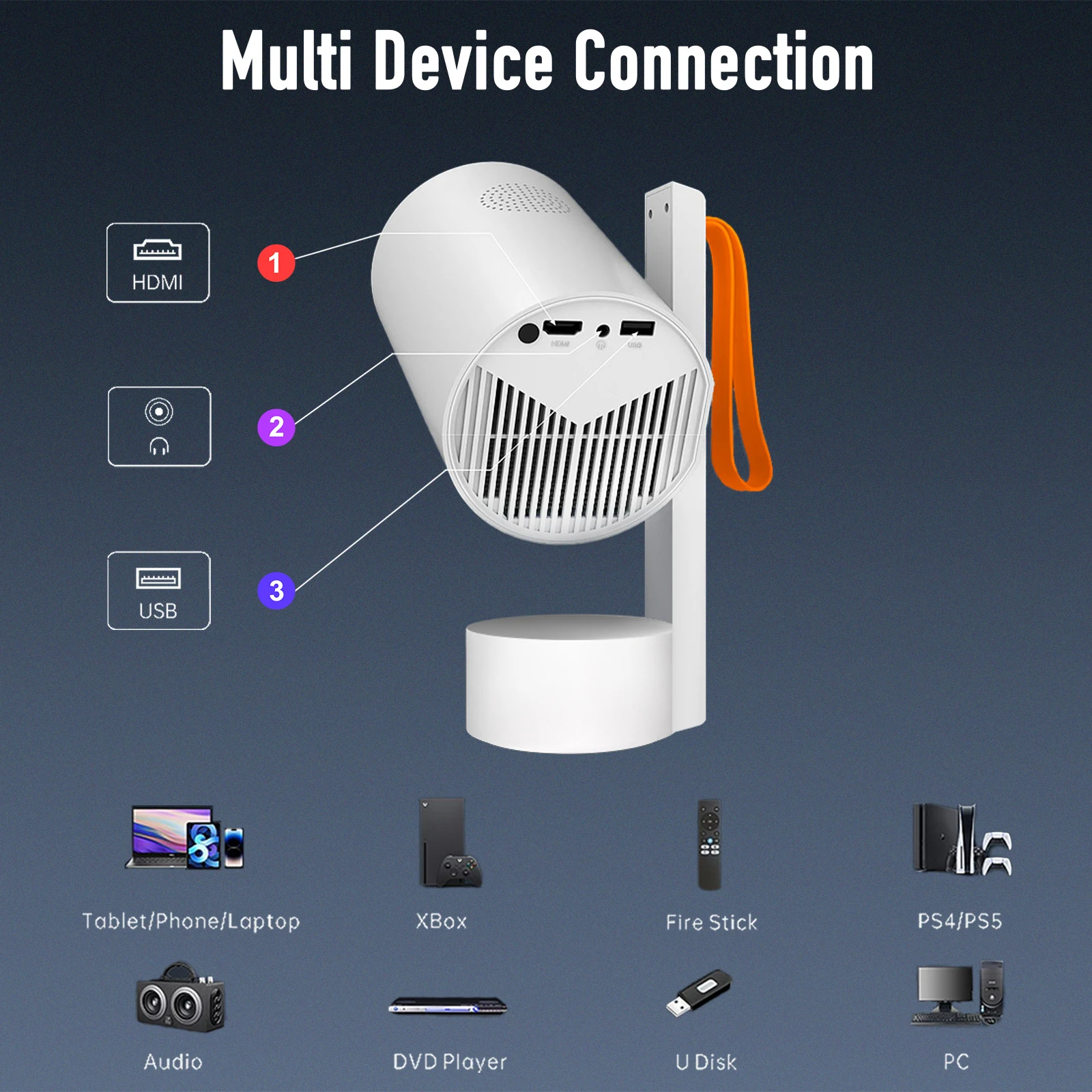 R3H4 Projector 630ANSI Native 1080P Support 4K Android11 BT5.0 Auto Keystone Cor