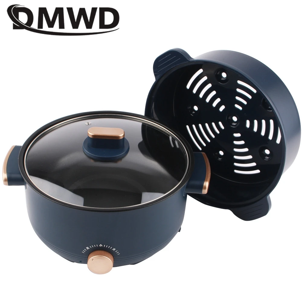 DMWD Electric Cooking Machine Large Hot Pot Frying Pan Noodles Porridge Soup Pot Multicooker Food Steamer Breakfast Maker 220V 6