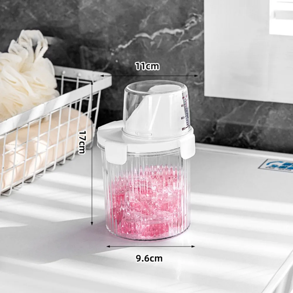Transparent Laundry Detergent Dispenser Bottle Sealed Multipurpose Laundry Powder Storage Box with Measuring Cup