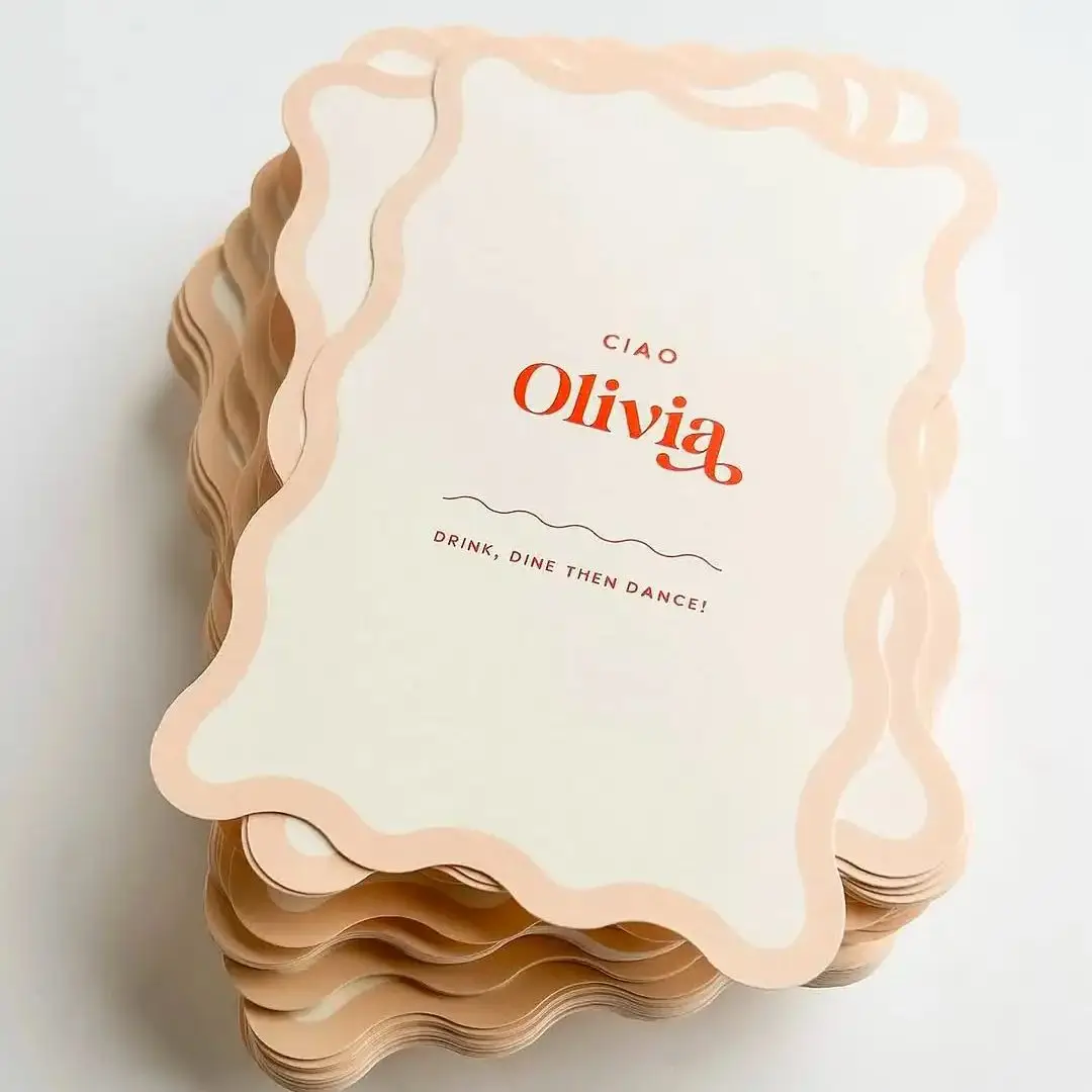 Wavy Wedding Invitation Save The Date RSVP Personalized Thank You Card For Small Business Dinner Menu Bridal Shower