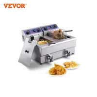 VEVOR Electric Deep Fryer w/Dual Removable Tanks 24L 3000W Commercial Countertop Fryer for Chicken French Fries Frying Chips 1