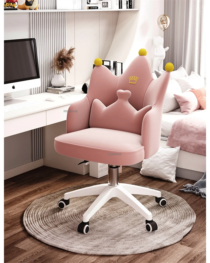 Description Picture 5 of itemVelvet Office Chairs  Office Furniture Home Comtable  Pink Gaming Computer Chair Lift Swivel Bedroom Vanity Chair N
