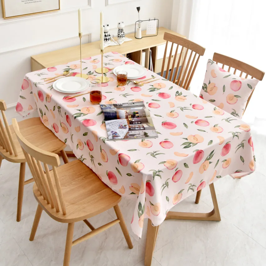 

Cute Peach Design Simple Modern Tablecloth Waterproof Rectangular Tablecloth Home Textile Kitchen Decorative Tablecloth