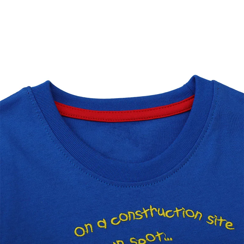 Baby Boys Tops Blue Tees Appliques Children's Clothing T-shirts Summer Cartoon Excavators Kids Clothes
