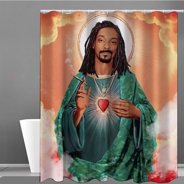 God Jesus Christian Art Shower Curtain Set Bath Mat Non-Slip Toilet Lid  Cover