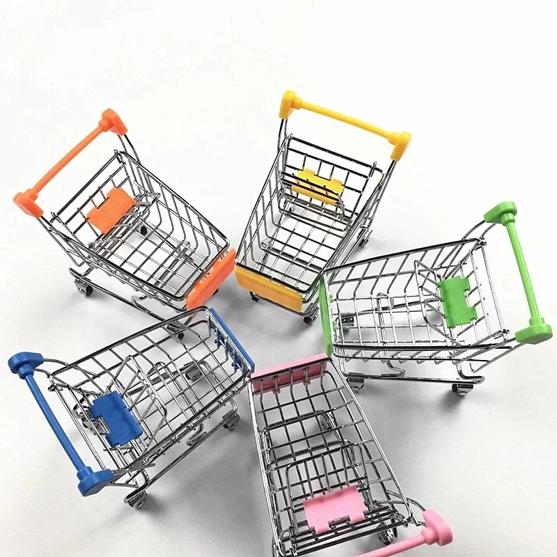 1 Pcs New Small Size Mini Kinderen Handkar Simulatie Kleine Supermarkt Winkel Wagentje Funny Winkelwagen Kid Toy 2