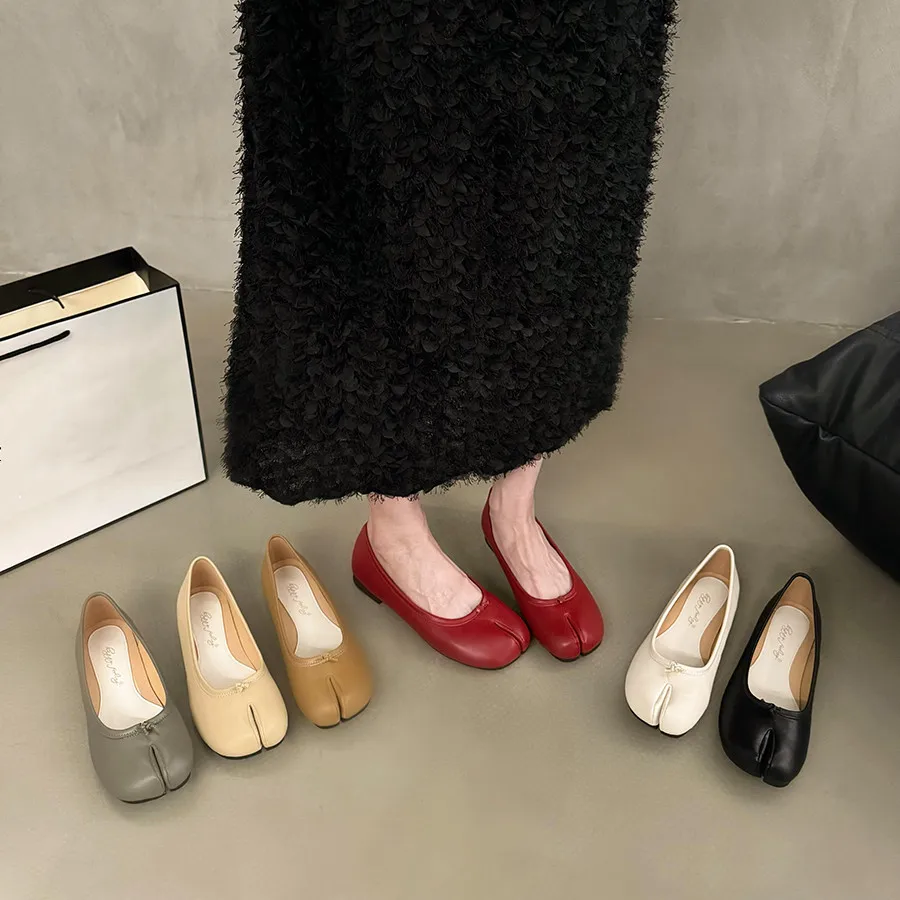 Bailamos-zapatos planos con punta dividida redonda para mujer