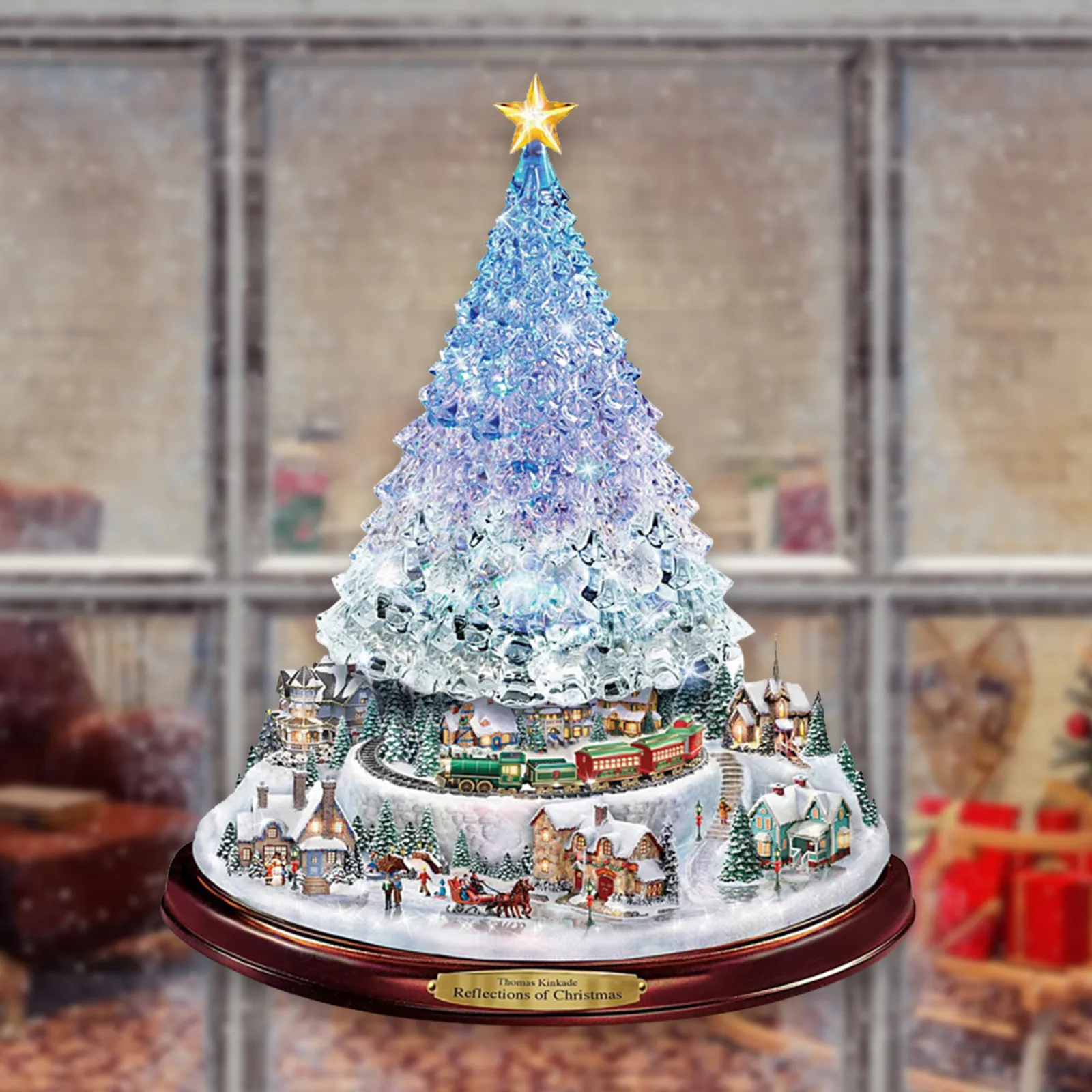 Christmas-Tree-Rotating-Sculpture-Train-Decorations-Paste-Window-Paste ...