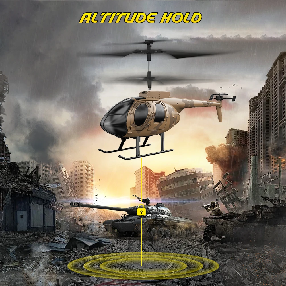 Vatos remote controlled helicopter camouflage 2.4GHz radio indoor RC helicopter toy one click takeoff for boy children adults 2