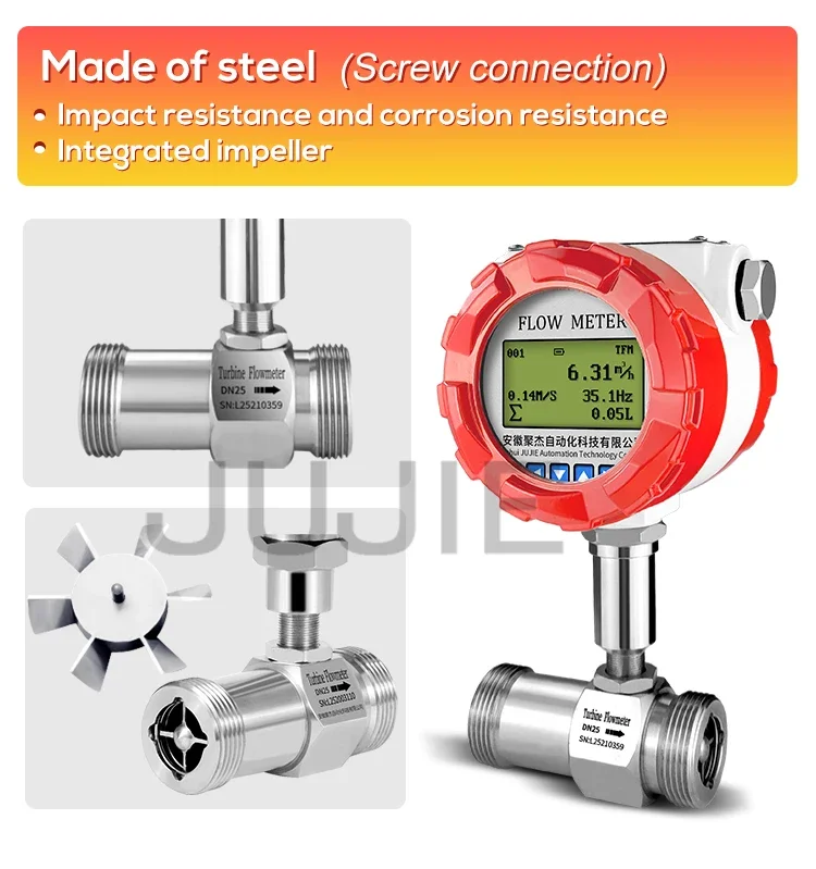 Industry Digital Fuel Flowmeter Pulse 4-20mA RS485 Output Thread Connection Wate