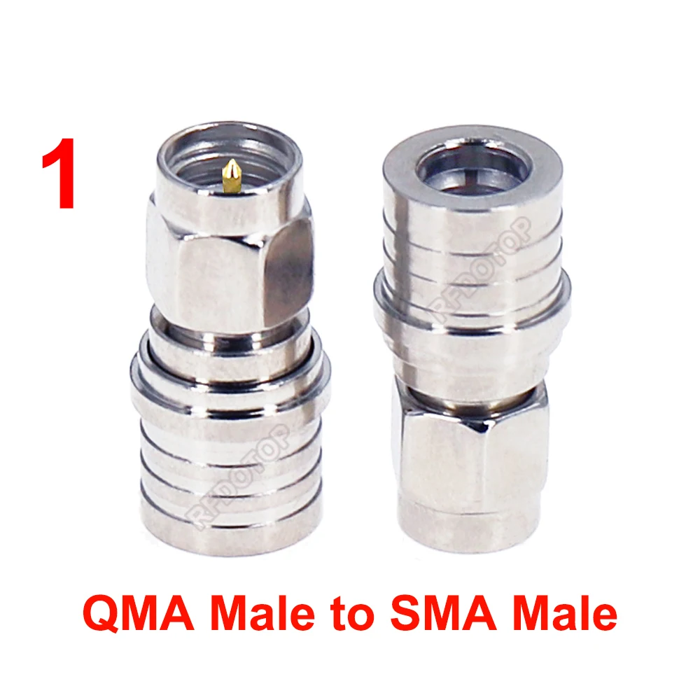 Vue éclatée de l'adaptateur QMA vers SMA/RPSMA, montrant les deux extrémités du connecteur antenne pour drone FPV