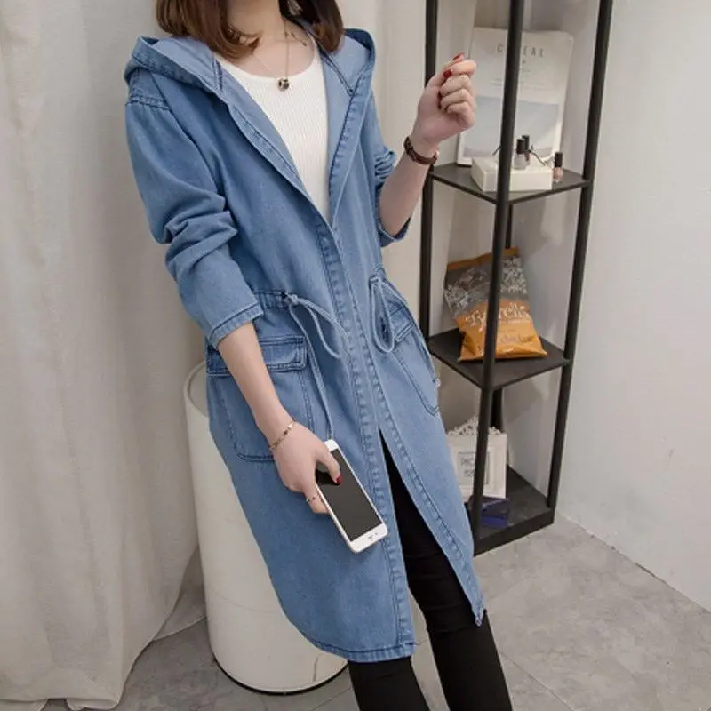 

Женские толстовки, Тренч с капюшоном, джинсовое пальто, ретро свитшот, куртки Yk2, уличная одежда, повседневная Свободная Женская верхняя одежда большого размера, джинсовый топ