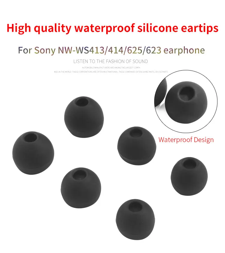 6Pcs Silicone WaterProof Ear Tips for Sony NW-WS413 WS414 Eartips WS625 WS623 SSE-BTR1 Earbuds Swimming Tips Soft Earplugs