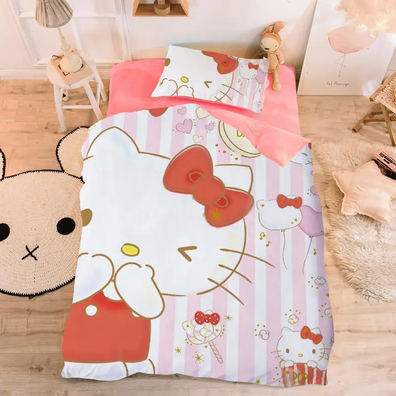 

Sanrio kawaii cinnamon dog four-piece set HelloKitty dormitory single Kuromi three-piece set children's cartoon quilt cover