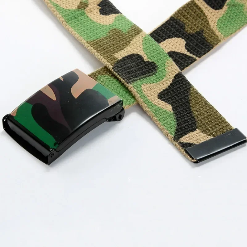 1 Pcs Cotton Canvas Buckle Belt Brand New Graffiti Camouflage Men Boys Unisex Solid Color Webbing