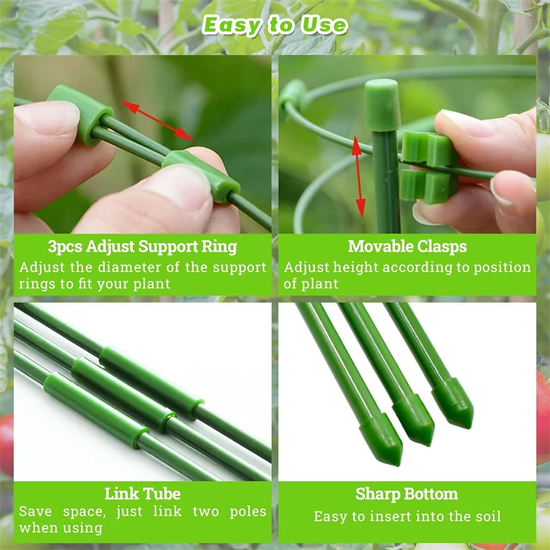 1 /3Pcs Durable Creative Climbing Vine Rack 45cm Plastic Coated Iron Plant Support Frame Garden Balcony Plant Flower Trellis