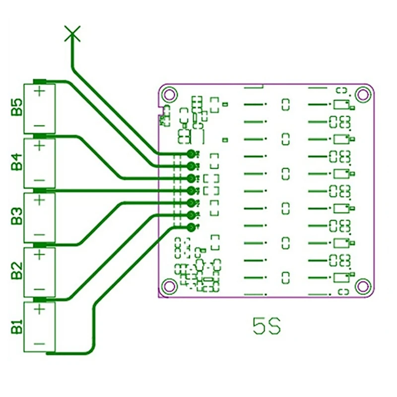 AU04 -5S ecualizador activo balanceador Lifepo4 / Lipo/ LTO condensador de ecualización de energía de batería placa BMS