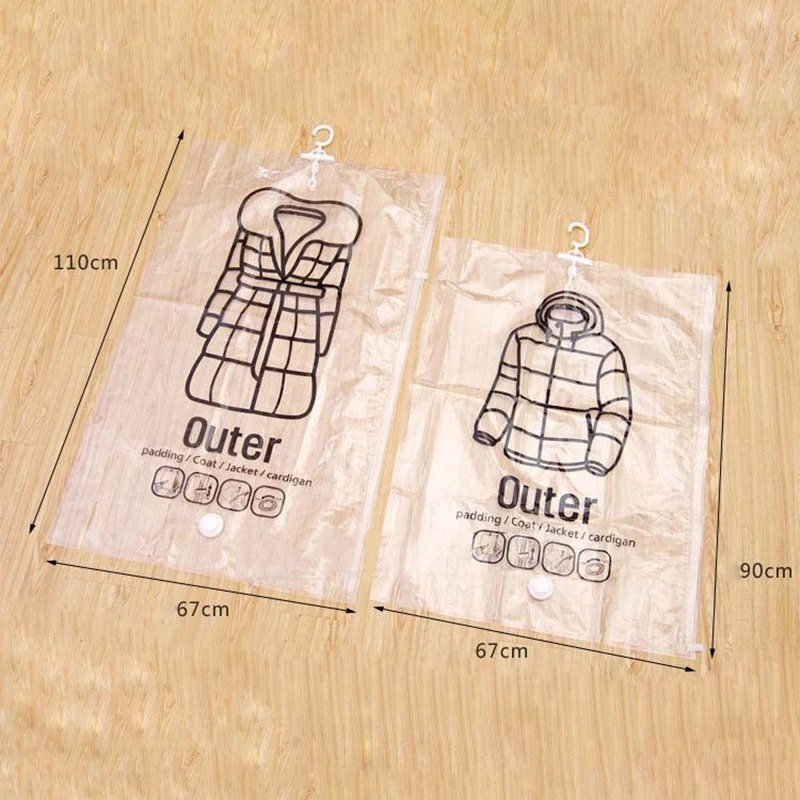 Reusable Vacuum Bag Suction Pump Clothes Storing Hanging Large Plastic Compression Empty Bag Dust Cover Travel Storage Container 6