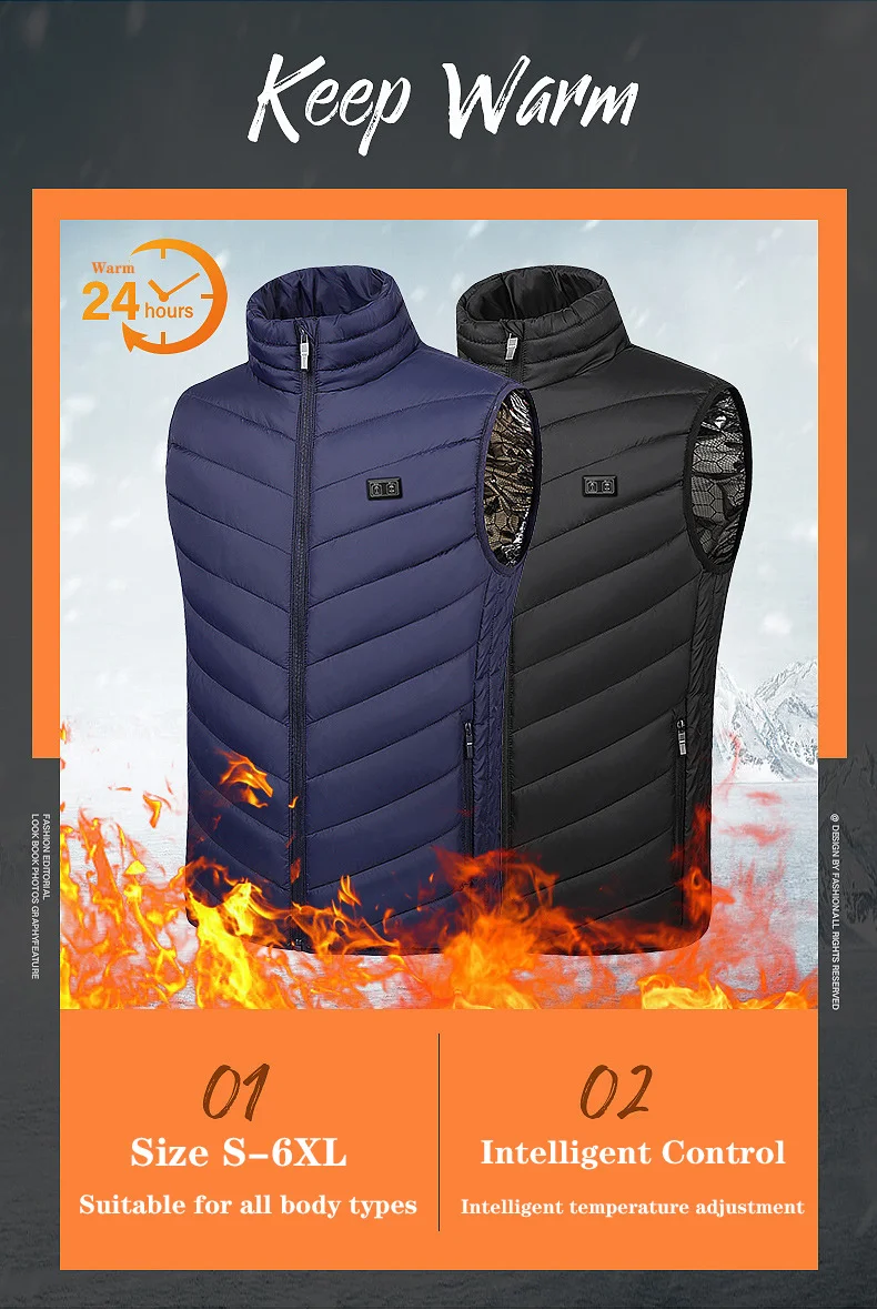 17/11 Places Heated Vest Men Women Usb Heated Jacket Heating Vest Thermal Clothing Hunting Vest Winter Heating Jacket keep you warm