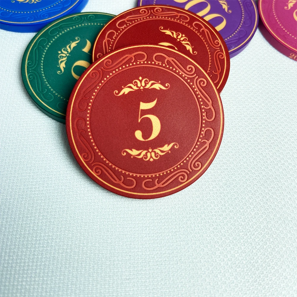 100pcs Ceramic Chips 43mm Texas Hold'em Poker Chip Set Casino Poker Chips Baccarat Entertainment Coin Round Chips 5