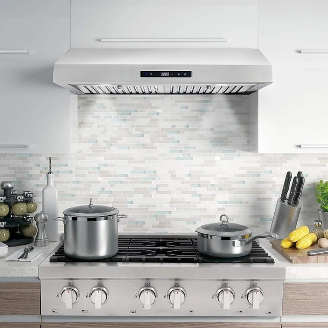 Cosmo 30 in. Ducted Range Hood in Stainless Steel with Touch Controls, LED Lighting and Permanent Filters, Silver