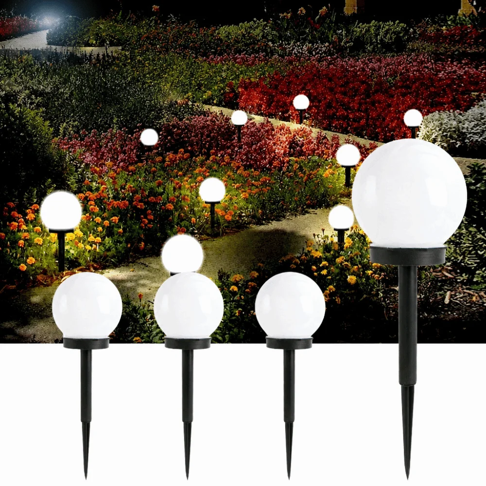 4pcs 스마트 태양 광 발전 LED 야외 지상 조명 방수 LED 전구 라이트 태양 광 가로등 LED 경로 조명 정원 장식