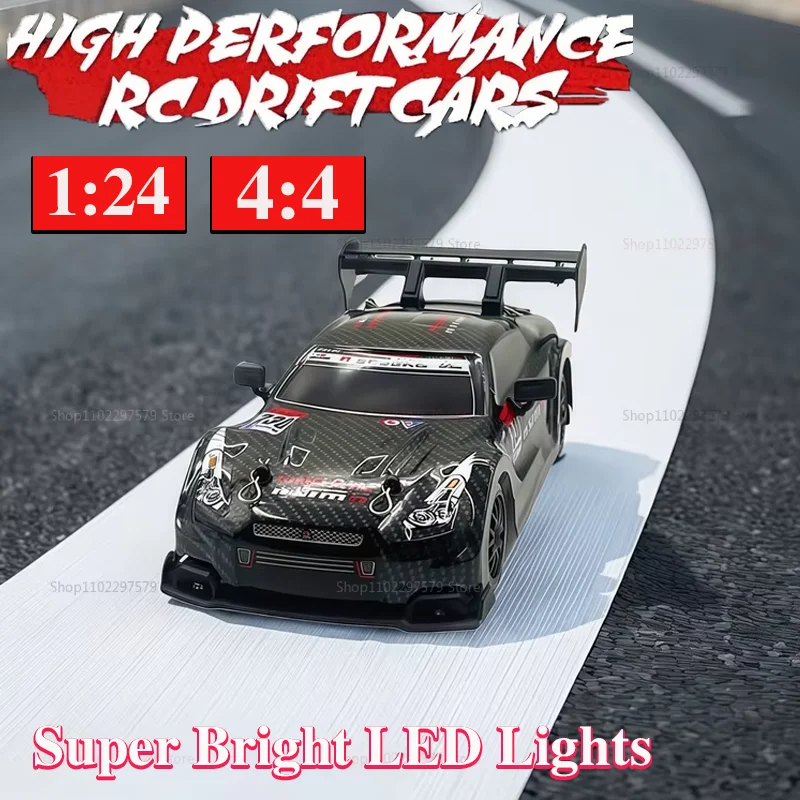 1:24 GTR RC카 고속 4륜구동 충전식 자동차 장난감 어린이 남아 여아 성인 실내외 레이싱 재미있는 생일 파티 선물