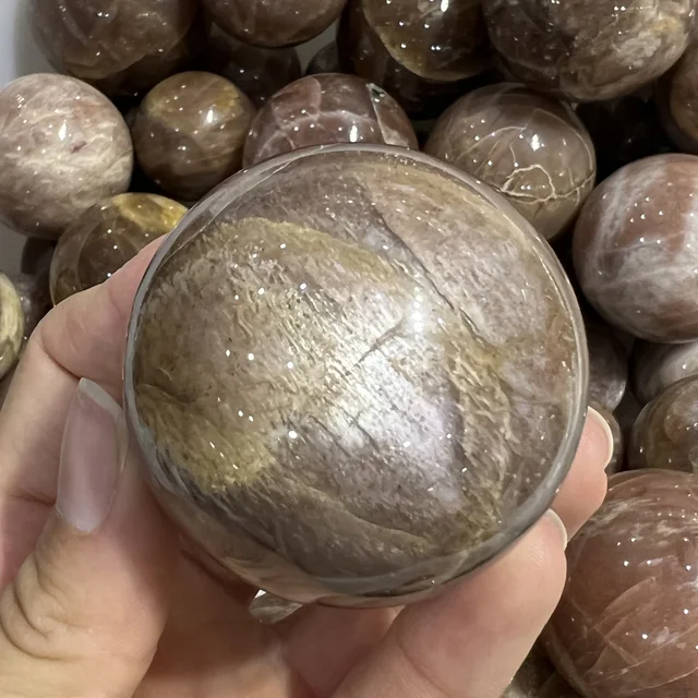 Natural Golden Sun Stone Sphere Quartz Crystal Magic Ball Healing Reiki Rock Stone Collectibles