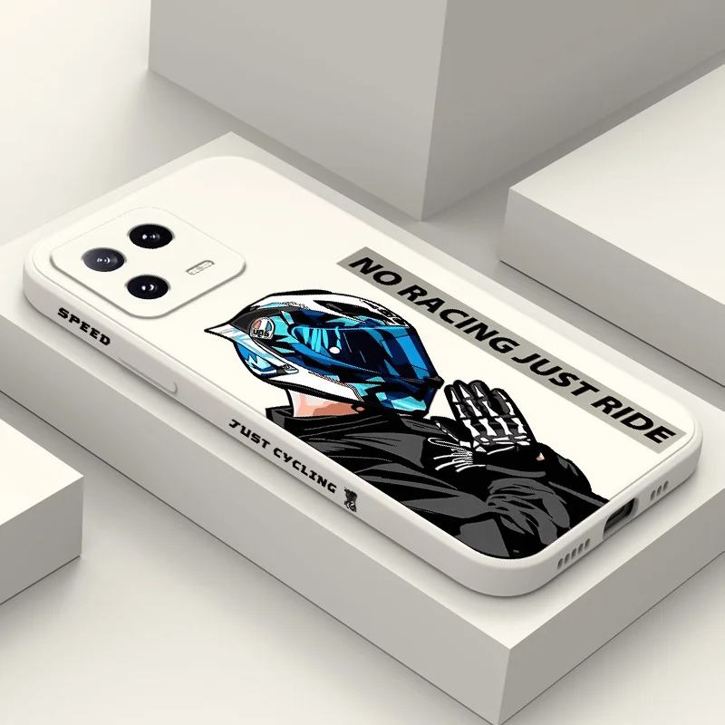 Motorcycle Boy Liquid Silicone Phone Case Cover