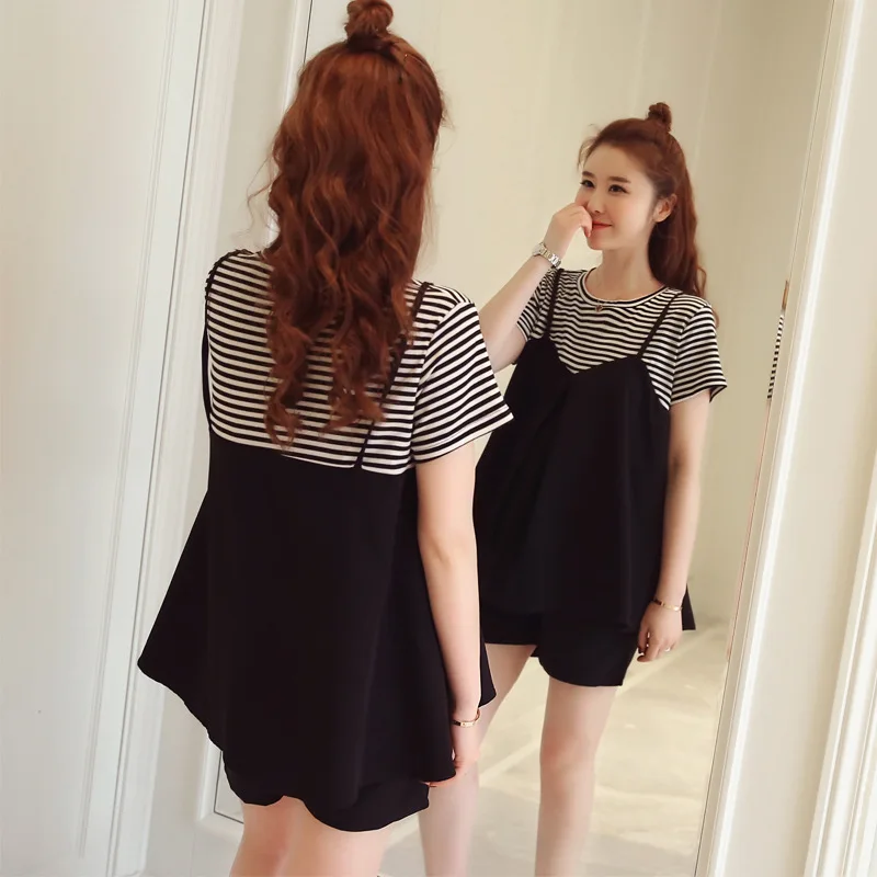 Maternity New Summer Short-Sleeved Shorts Suit Breastfeeding Suit Monthly Clothing Loose Thin Section Sports Two-Piece Suit 2