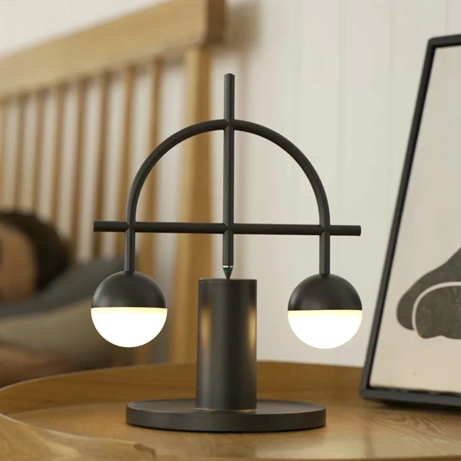 цена Creative ABS Soooq Rotating Balance Lamp Lybra Ball Shape Small Night Light LED Bedroom Bedside Table USB 5V
