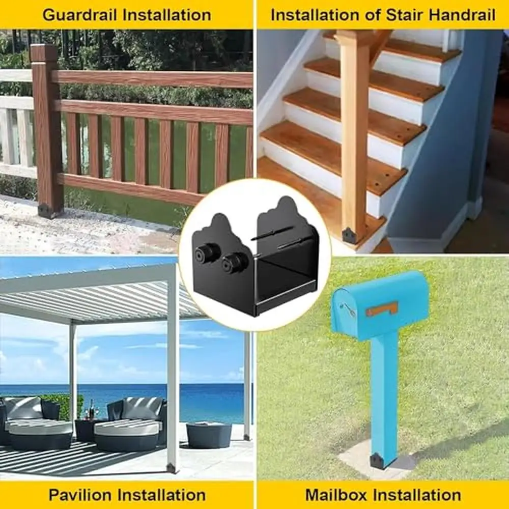 Adjustable Stainless Steel Post Anchor Bracket 2Pcs Fits 3.5"x3.5" Pavilion Posts Rust-Proof Black Powder Coated Base Strong