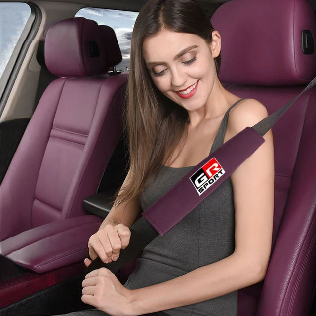 Brand New Universal 2PCS TRD Purple Carbon Fiber Look Car Seat Belt Covers  Shoulder Pad