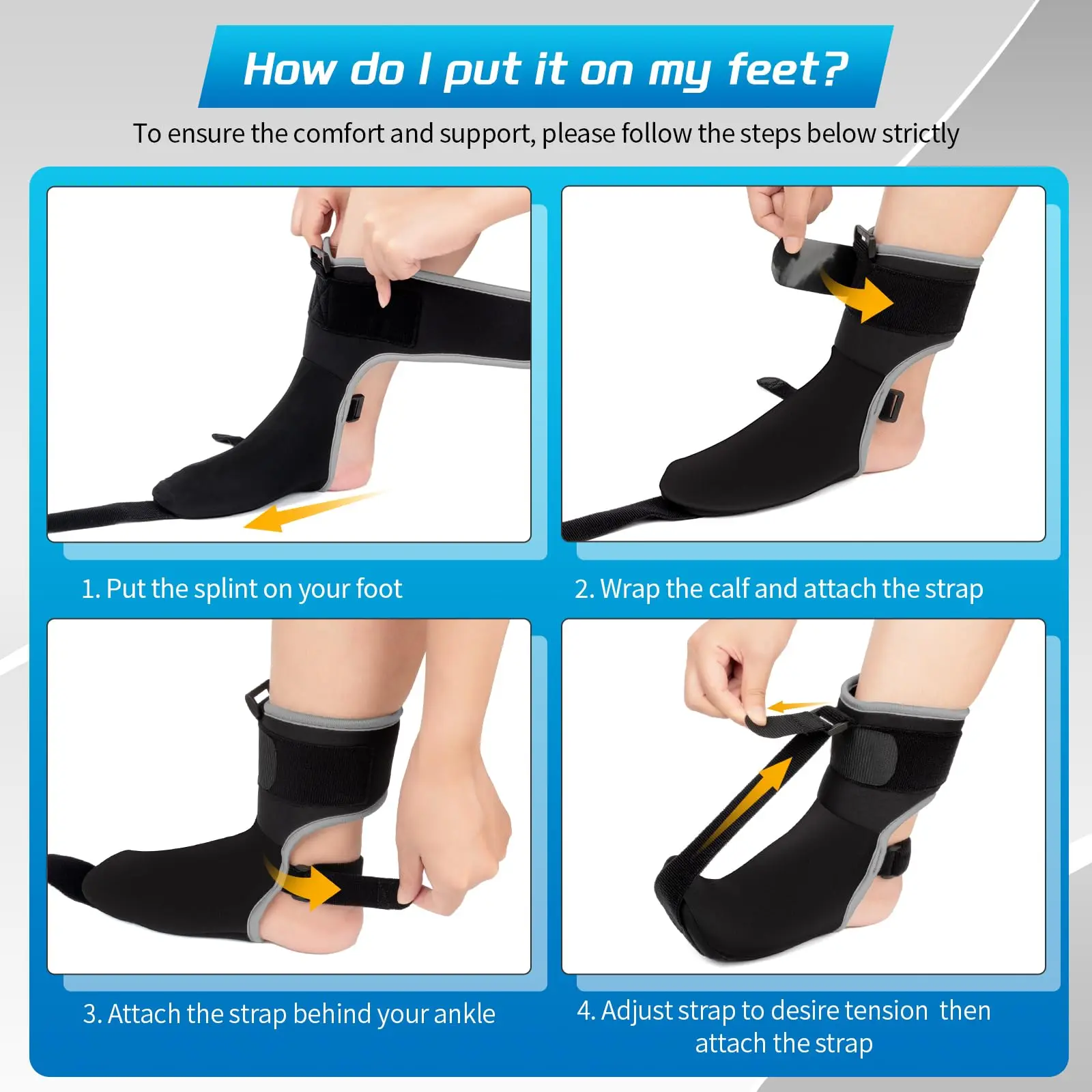 Plantar Fasciitis Night Splint Sock with Massage Ball for Plantar Fasciitis Relief, Soft & Comfortable Brace
