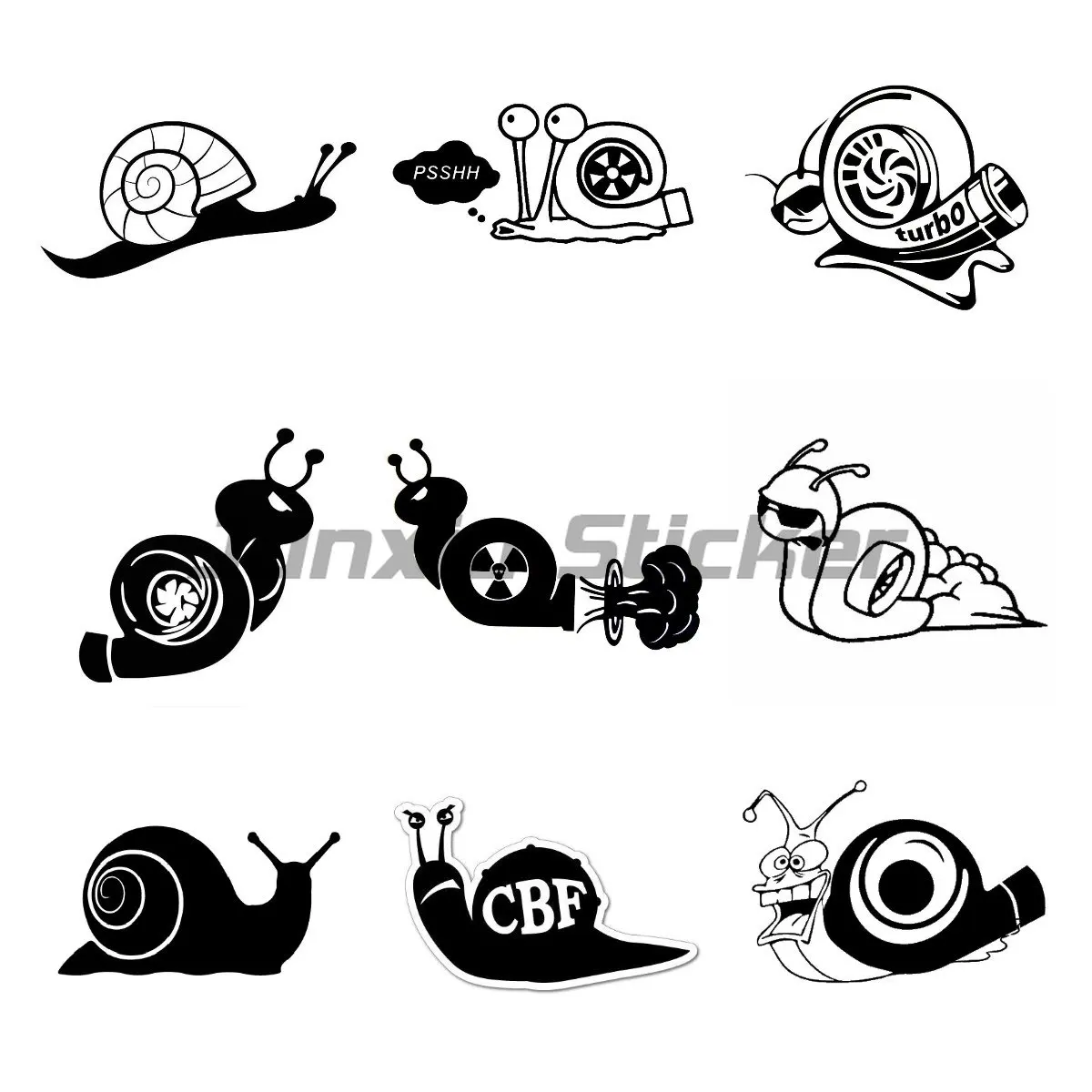 

Funny Turbo Snail Car Sticker Auto Notebook Motorcycle Waterproof Sun Protection Vinyl Accessories Decoration