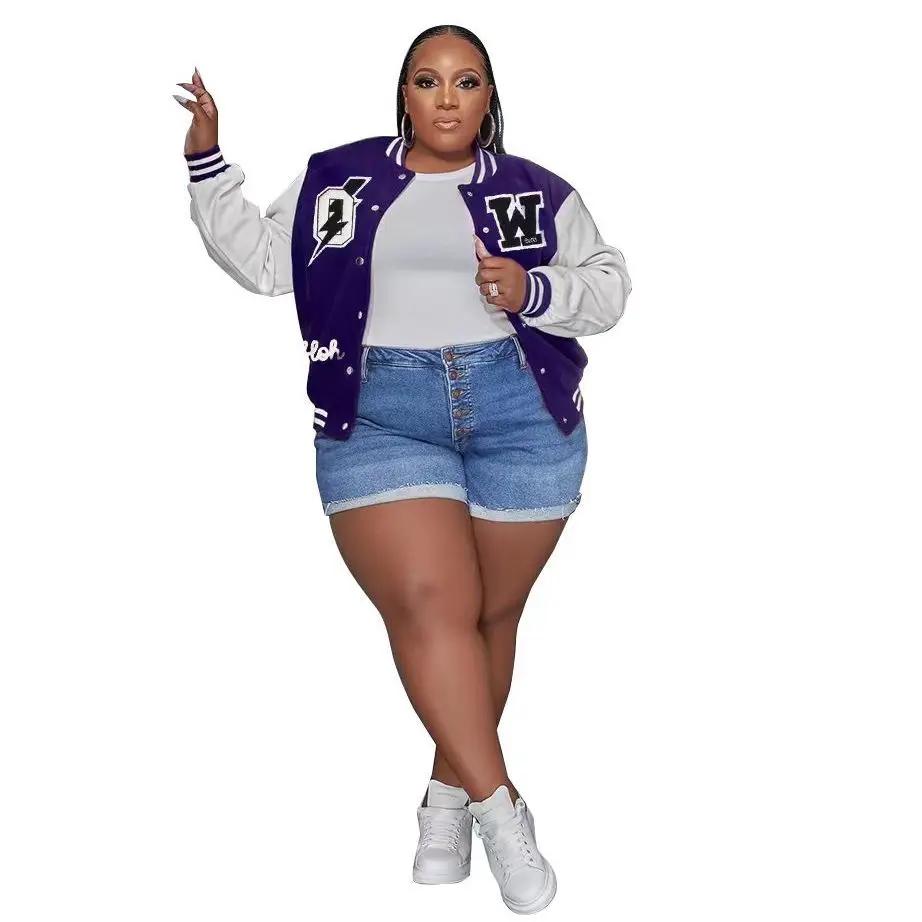 Plus Size Women Letter Jacket 2022 Winter Baseball Coat Female Autumn Fashion Designer Jackets Lady Fall Pilot Coat Wholesale