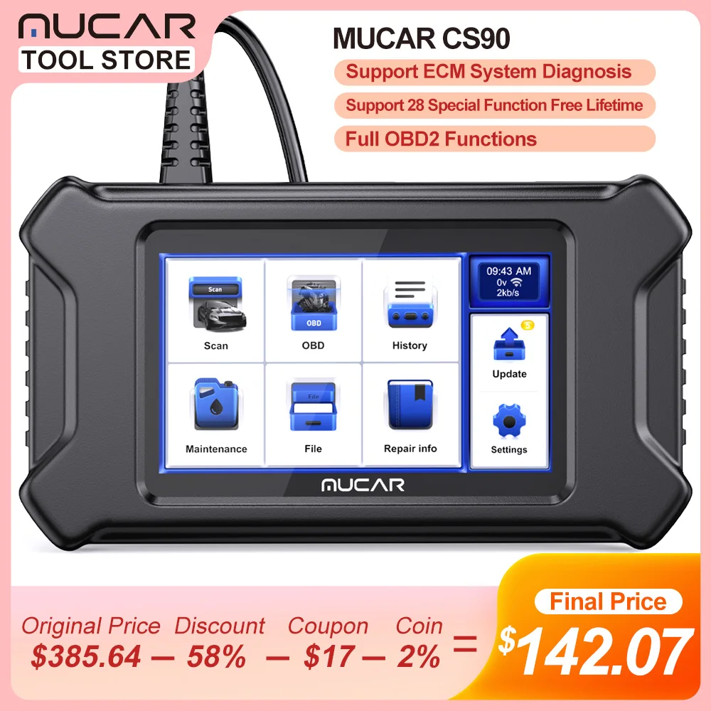 Mucar Cs90 Obd2 Scanner Diagnostic Tool With 28 Reset Services Lifetime