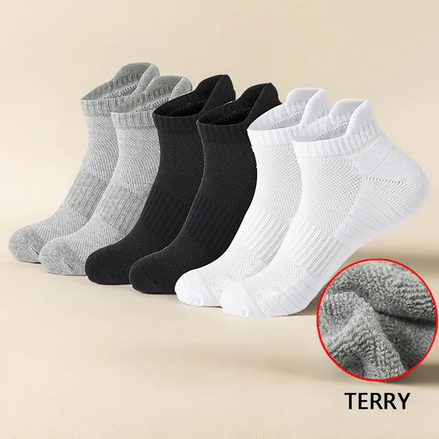 1/3 Pairs Breathable Mesh Athletic Terry Socks Cotton Cushioned Moisture-managing Durable Reduces Foot For Running Hiking Sports 1/3 Pairs Breathable Mesh Athletic Terry Socks Cotton Cushioned Moisture-managing Durable Reduces Foot For Running Hiking Sports