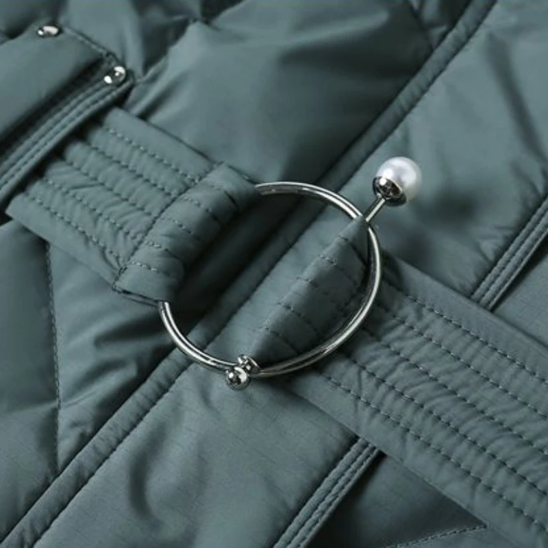 2023 Winter New Middle-Aged Women Down Jacket Long Below The Knee Large Size Thick Warm Outwear Fashion Slim Fit Hooded Parkas