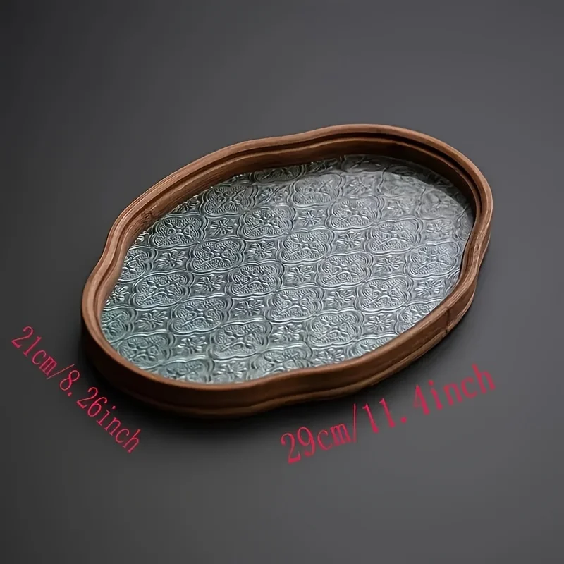 Glass cosmetic storage tray, dry brewing tray, Kung Fu tea set, small tea table, living room office tea tray storage tray 5