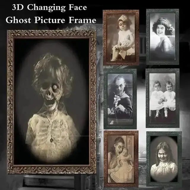 New 3D Changing Face Ghost Picture Frame Halloween Horror Craft Supplies Haunted House Party Decor Halloween Decoration Prop 4
