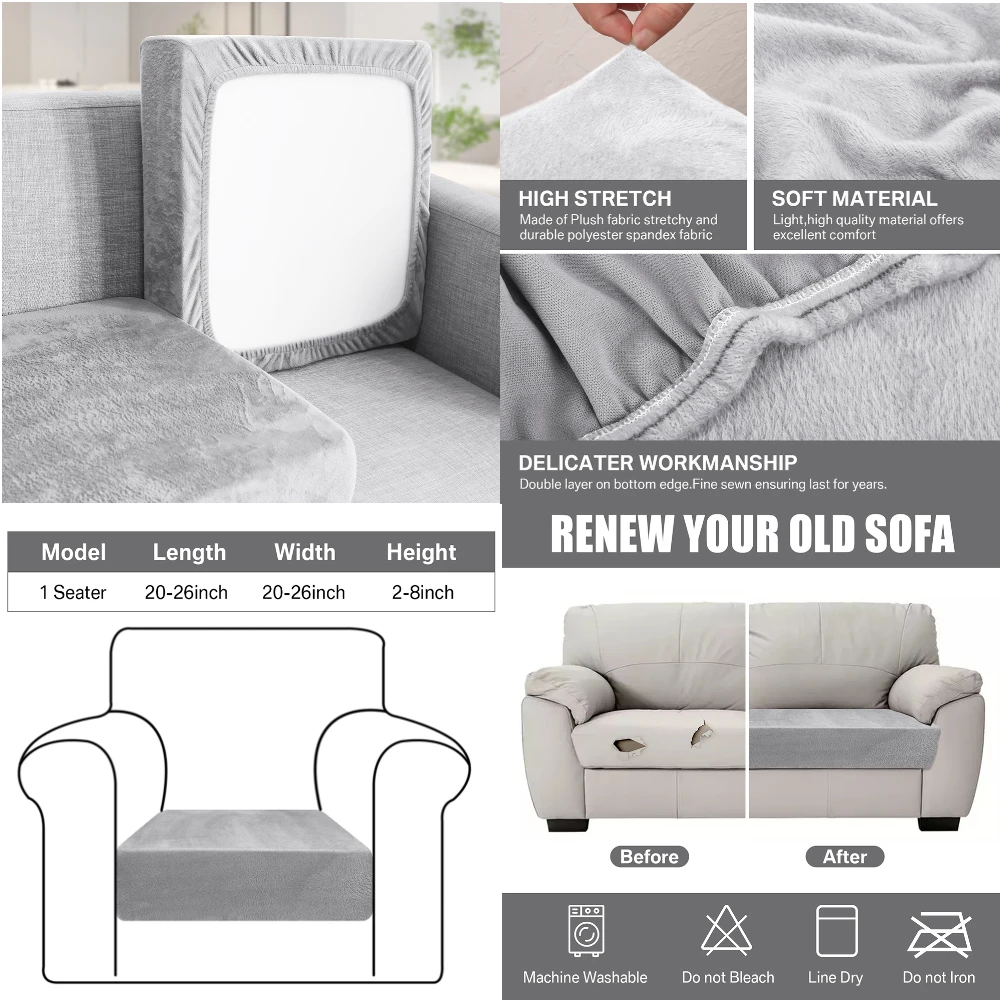 Thick Velvet Sofa Covers Couch Covers for 1/2/3/4 Chesterfield Cushion Couch Sofa High Stretch Slipcovers Furniture Protector 5