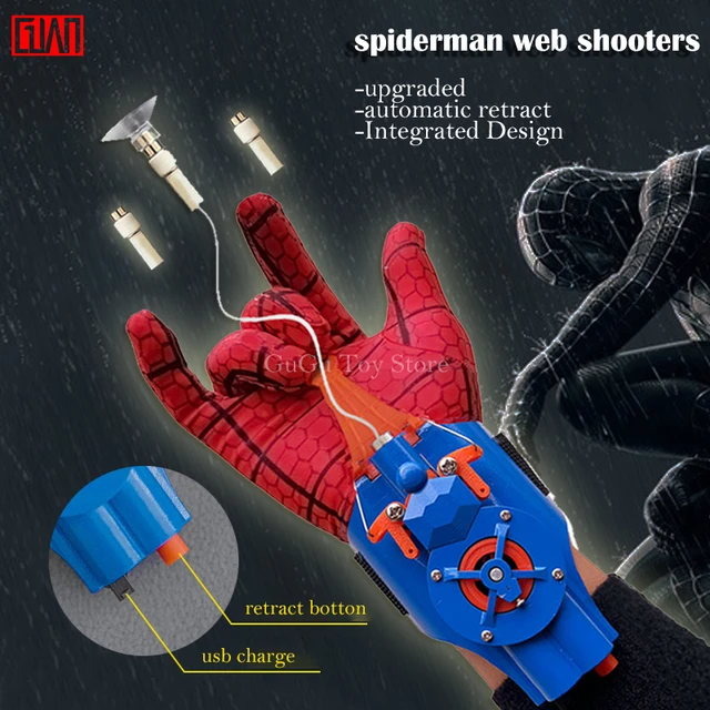 Spiderman Web Shooters Spider Man retrazione automatica carica USB