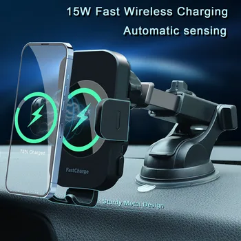 Wireless Car Charger, 15W Fast Charging Auto Clamping Car Charger, windshield, Dashboard, air Vent Phone Mount Phone Holder 2